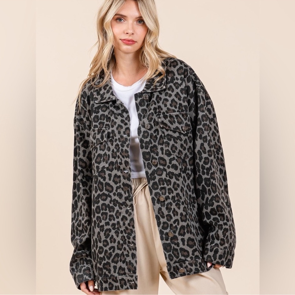 NWT Mittoshop Leopard Print Oversized Jacket - Picture 11 of 12